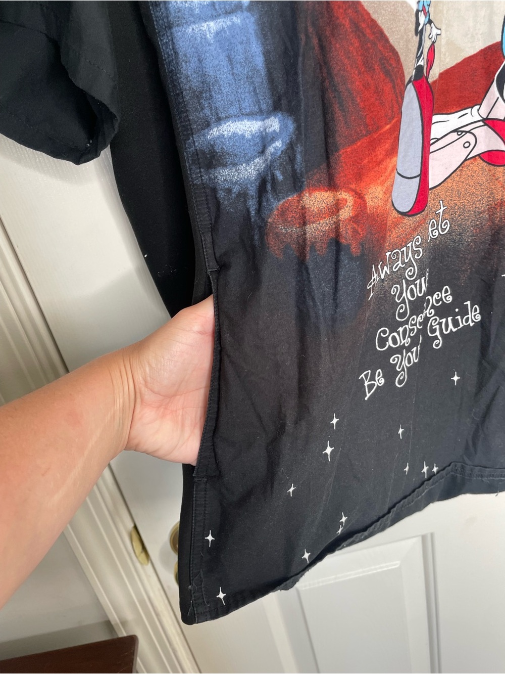 Disney Pinocchio Jiminy Cricket V-Neck Graphic Scrub Top 3XL Plus Black - Picture 5 of 11
